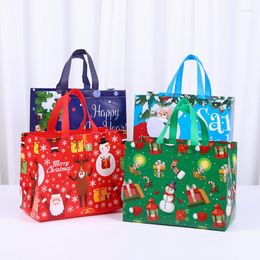 Christmas Decorations 10pcs Year Tote Bags Gift Packaging Fabric Hnadle Santa Claus Supplies For Home Handmade Kids Party Favors