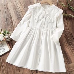 Girl Dresses Autumn Kids Preppy School White Shirt For Girls Clothes Teenagers Outfits Baby Children Party Costumes 4 6 8 10 12 Years