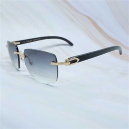 36% OFF 2023 Big Square Brand Designer Men Carter Women Rimless Buffalo Horn Vintage Sunglass Mens Eyewear