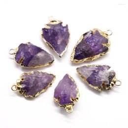 Pendant Necklaces Fashion 6Pcs Natural Raw Ore Stone Amethyst Arrow Head Pendants Rough For Healing Point Charm Necklace Jewelry Accessories