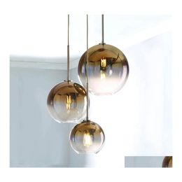 Pendant Lamps Nordic Led Light Lightingtsier Gold Glass Lamp Ball Hanging Kitchen Fixtures Dining Living Room Luminaire Drop Deliver Dh2It