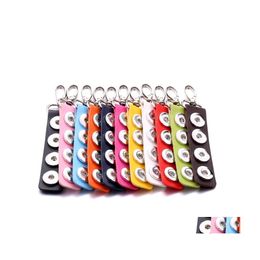 Key Rings Long Rec Pu Leather Snap Button Chain Keychains Fit Diy 18Mm Snaps Jewellery 12 E3 Drop Delivery Dhudc