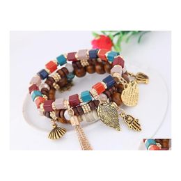 Beaded Fashion Jewelry Womens Vintage Mtilayer Bracelets Pendant Charms Tassels Beads Bracelet Drop Delivery Dh8Ge