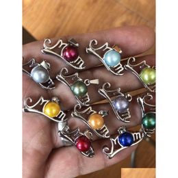 Pendant Necklaces 10Pcs Mothers Day Pearl Pendants Mom Sier Plated With Freshwater Button Different Colors Best Gift For Drop Delive Dhx1V