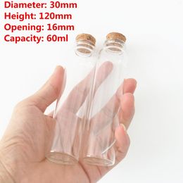 Storage Bottles 6 Pcs/lot 16 30 120mm 60ml Small Glass Jars Cork Bottle Stopper Container Vial Test Tube Wedding Decoration