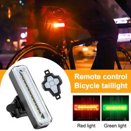 s Green/Red Rear Lamp Wirelss Remote Control Bicycle Warning Taillight 5 Modes USB Bike Turn Singal Cycling Light 0202