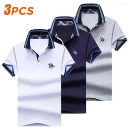 Men's Polos 3Pcs/Lot Men 2023 Summer Classic Business Casual Cotton Polo Shirts Fashion Embroidery Short Sleeve Tops Tees