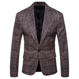 Men's Suits & Blazers Style Spring Men Plaid British Printed Wedding Business Casual Blazer Suit Jacket Male Formal Plus Size 4XL