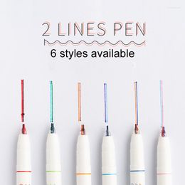 1/3 Pcs Two-color Line Gel Pens Set Creative Graffiti Pen Art Drawing Supplies Kawaii Stationery Student Reading Marker DIY