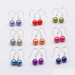 Stud 9 Pair/Set Fashion Jewelry 925 Sterling Sier And Drop Pearl Earring 66 Colors Freshwater Ctured Pair For Women Delivery Earrings Dh0Hw