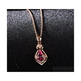 Pendant Necklaces Ruby Pendants Vintage Fine Wedding Engagement Necklace Bijouterie Imitation 925 Sterling Sier Drop Delivery Jewelry Dh1Ya