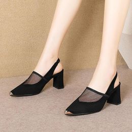 Sandals Fashion Summer Women Pointed Toe Mid Heel Mesh Breathable Elastic Band Casual Arch Support Womens Size 7