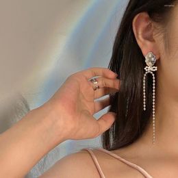 Backs Earrings Design Earring For Women Personalised Makeup Mirror Bowknot Asymmetrical Tassel Simple And Versatile