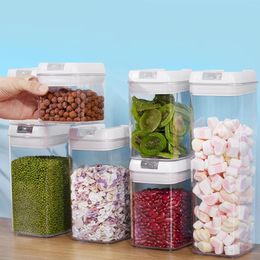 Storage Bottles Kitchen Organizer Plastic Stackable Food Container Leak Proof For Cereals Corns Grains Beans EL
