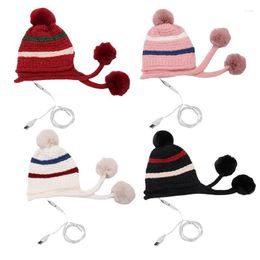 Cycling Caps Electric Heated Winter Hat Knitted Slouchy Warm Hats Kids And Women Elegant Funny Beanie For Year Festive