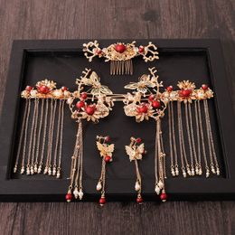 Wedding Hair Jewellery Women Combs Traditional Chinese Accessories Headband Stick Headdress Head Bridal Headpiece Pin 230202