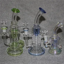 Glass water bongs glass bong Luminous Beaker Bong hookah water pipes with 14mm glass bowl joint Downstem for smoking