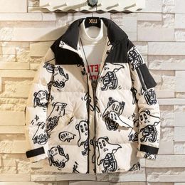 Men's Down 2023 Winter Cotton-padded Coats Men Printed Pattern Warm Thicken Bomber Jacket Fashion Causal Thick Outerwear Male Clothing 4XL