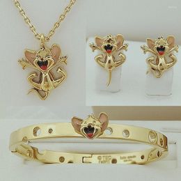 Necklace Earrings Set Cute Lovely Mouse For Women Simple Animal Earring Bracelet Female Accessories