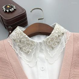 Bow Ties Lace Floral Fake Collar For Women Shirt Detachable Collars Faux Col Lapel White False Female Neckwear Tie Decorative