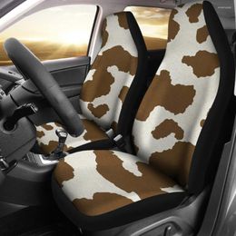 Car Seat Covers Light Brown And White Cow Hide Print Rustic Pattern Pack Of 2 Universal Front Protective Cover