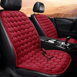 Car Seat Covers 12V Heated Cover Front Cushion Plush Electric Pad Heating Winter Heater Warmer Protector V6B4