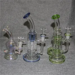 hookahs Heady dab rigs Glass Bong Smoking Pipe Perc With 14mm Adapter Bowl bubber Water Pipe recycler water bong