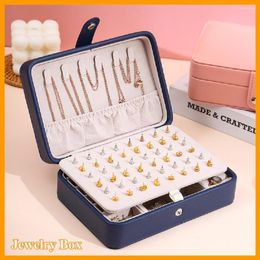 Storage Boxes TOMAS Navy Jewelry Container Necklace Princess Wood Dressing Case Household Showcase Push-button Earrings Ring Display