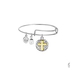 Bangle Fashion Cross Expandable Wire Bracelet For Women Adjustable Charm Designer Jewellery Drop Delivery Bracelets Otrrc