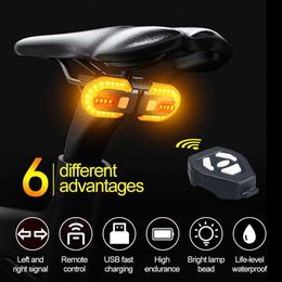 Lights Detachable Wireless Remote Control Bike Taillight Safety Warning Bicycle Rear Lamp USB Charging Turning Signal Cycling Light 0202