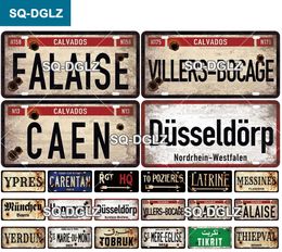 Vintage France City License Plate Metal Tin sign Gemany War Tin Sign Bar Wall Decoration Metal Sign Home Decor Plaques Poster 30X15cm w01