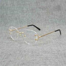 36% OFF 2023 Vintage Rimless Square Clear Men Oval Wire Eyeglasses Optical Metal Frame Oversize Eyewear Women for Reading Oculos