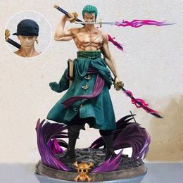 Action Toy Figures Samurai Sanji Toys Roronoa Zoro Luffy Anime ThreeKnife Manga Statue PVC Collection Model 230202