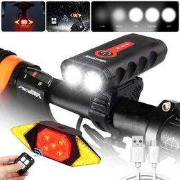 s Upgrade USB Rechargeable Bicycle LED Front Bike Handlebar Lamp Built-in Battery Cycling Headlight with Rear Light 0202