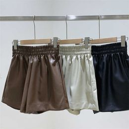 Women's Shorts 9013 Autumn Winter Pu Leather For Women Fashion Cool Chic Streetwear Elastic High Waist Korean Style Straight Short Y2302