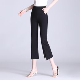 Women's Pants & Capris Black Flare High Waist Slim Female Trousers Split Suit Cut Lady Fashion Bell Bottom Leggings ElasticWomen's