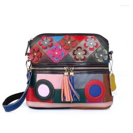 Evening Bags Multi-Colorful Real Leather Ladies Flower Mini Purse Handbag Over The Shoulder Bag Women Design Tote