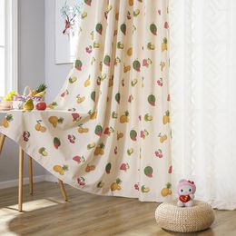 Curtain Modern Curtains For Living Dining Room Bedroom Simple Polyester Cotton Printed Fruit Fresh CurtainFinished Product Customization