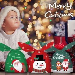 Christmas Decorations 50Pcs Snack Pouch Xmas Decoration Santa Ear Cookie Bag Baking Packaging Candy Bags Biscuit