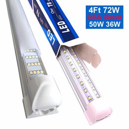 LED Shop Lights 8FT Integrated T8 Fixture Tube Light Cold White Clear Cover V Shape Tubes High Output Lighting Garage Warehouse Workshop Basement USASTAR