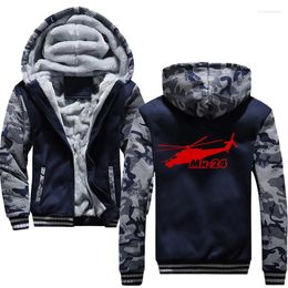 Men's Hoodies Sweatshirt For Men Thick Hoodie Helicopter MI 24 Classical Army Streetwear Autumn Winter