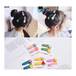 Hair Clips Barrettes Korean Cute Fruit Vegetable Hairpin Bee Candy Sweet Daisy Flower Clip Bangs Accessories Hairwear Jewellery Drop Otjp1