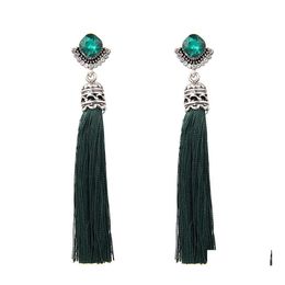 Dangle Chandelier Ethnic Style Long Tassel Earrings For Women Fashion Crystal Earring Bohemia Jewelry 5 Colors Female Gifts Drop De Otueo