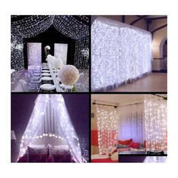 Led Strings Christmas Lights 3X Window Curtain Icicle 300 9.8Ft 8 Modes String Fairy Light For Drop Delivery Lighting Holiday Dhnwq