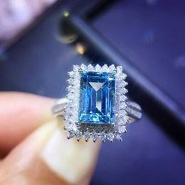 Solitaire Ring Gorgeous Blue Cubic Zirconia Rings Women for Wedding Simple and Elegant Design Brilliant Female cessories Trend Jewelry Y2302