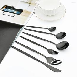 Dinnerware Sets Black Set Western Knife Forks Dessert Spoons Cutlery Stainless Steel Silverware Flatware Kitchen Tableware