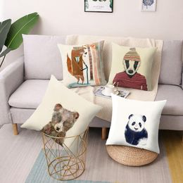 Pillow /Decorative Cartoon Animal Print Polyester Square Cover Car Sofa Office Chair Pillowcase Simple Home Decoration Orname