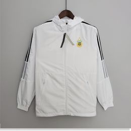 22-23 Argentina Men's jacket leisure sport Windbreaker Jerseys full zipper Hooded Windbreakers Mens Fashion coat Logo custom