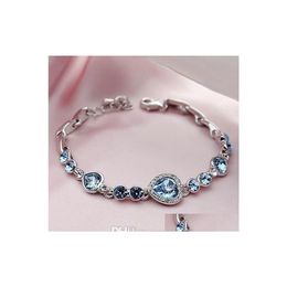 Other Bracelets Fashion Jewelry Crystal Heart Of Ocean Love Wristband Bangle Cuff Chain Bracelet Drop Delivery Dhxqh