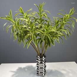 Decorative Flowers 34in Palm Artificial Tree Bamboo Plants Branch Fake Dracaena Faux Air Plant Plastic Orchid Leaves For Home Desk Decor